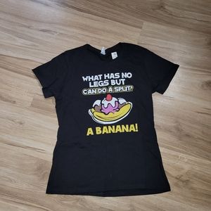Womens Unique NWT Black Tee Shirt / Banana / Size Lg NWT